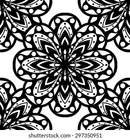 Vector illustration of seamless black and white geometric pattern