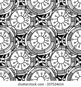 Vector illustration of seamless black and white geometric pattern