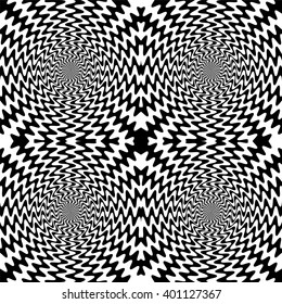 Vector Illustration. Seamless Black and White  Wavy Lines. The Visual Illusion Of Movement.  Suitable for textile, fabric, packaging and web design.
