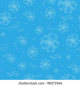 Vector illustration of seamless of blue flowers.