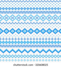 vector illustration of a seamless blue and white knitted background
