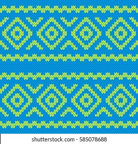 vector illustration of a seamless blue and white knitted background.