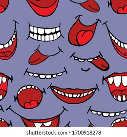 Vector illustration. Seamless bright abstract pattern in the form of smiles.	