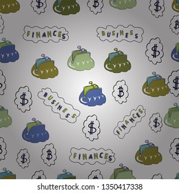Vector illustration. Seamless business pattern. Bitcoin revenue illustration. On neutral, white and blue colored background. Bitcoin growth concept.