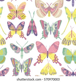 Vector illustration of a seamless butterfly pattern