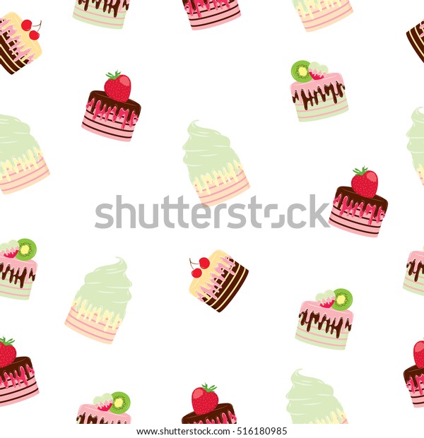 Vector Illustration Seamless Cakes Pattern Stock Vector (Royalty Free ...
