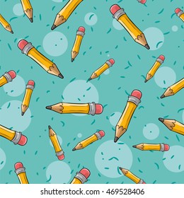 A vector illustration of seamless cartoon pattern with cool pencils