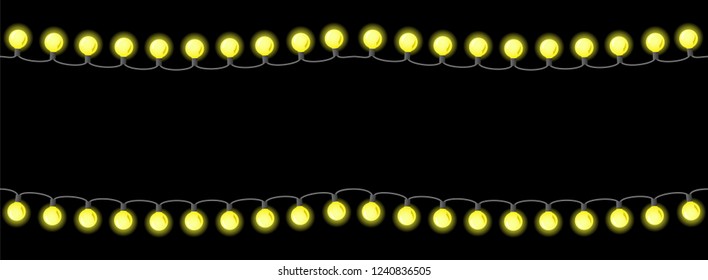 vector illustration of seamless chains of lights on black background