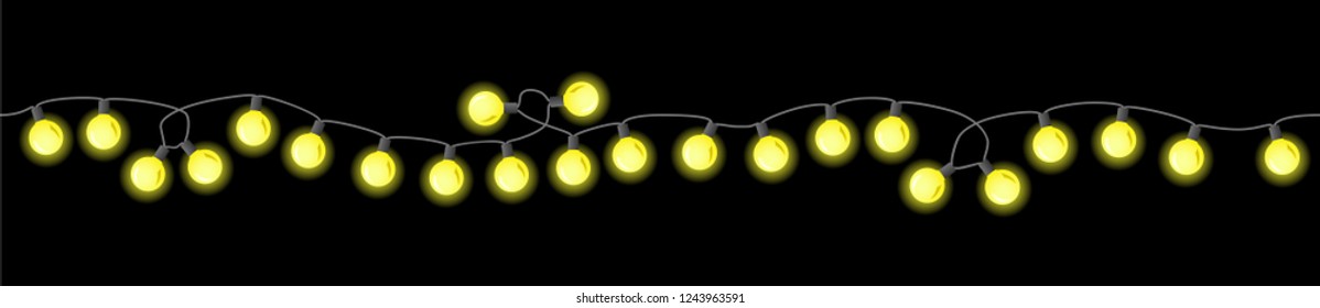 vector illustration of seamless chains of lights on black background