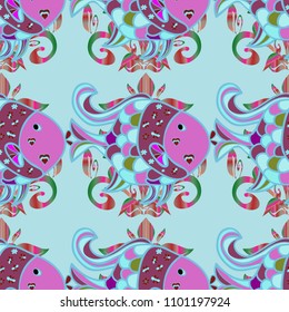 Vector illustration. Seamless Chichi fabric pattern. Flowers pattern. Colour Spring Theme seamless pattern Background. Flat Flower Elements Design.