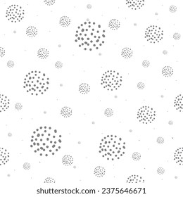 Vector illustration and seamless children's adult pattern with cute dots by hand in gray and white style. Creative Scandinavian children's adult texture for fabrics, packaging, textiles, wallpaper