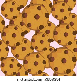 vector illustration of seamless chocolate chip cookies background