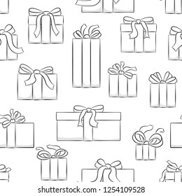 vector illustration of seamless christmas gifts pattern