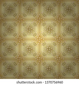 Vector illustration. Seamless classic vector golden pattern. Seamless pattern on yellow and beige colors with golden elements. Traditional orient ornament. Classic vintage background.