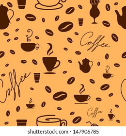 Vector Illustration of a Seamless Coffee Background 