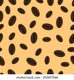Vector illustration of seamless with coffee beans.
