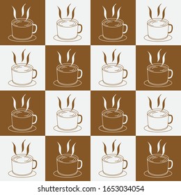 Vector illustration of seamless coffee patterns, suitable for wallpapers, backgrounds, coffee shops, restaurants and more
