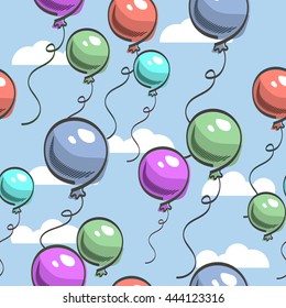 Vector illustration of seamless color full balloons background