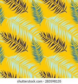 Vector illustration Seamless color palm leaves pattern 