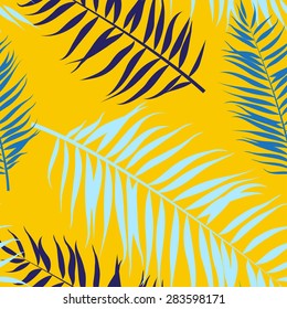 Vector illustration Seamless color palm leaves pattern 
