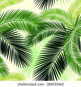 Vector illustration  Seamless color palm leaves pattern