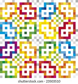 Vector illustration of seamless colored geometric wallpaper. CMYK. Easy color changes.