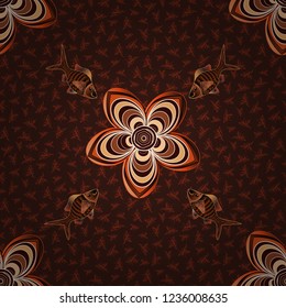 Vector illustration. Seamless colorful background. Colorful cute texture fish pattern. Fishes in beige, orange and brown colors.