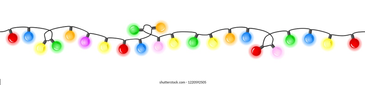 vector illustration of seamless colorful chains of lights