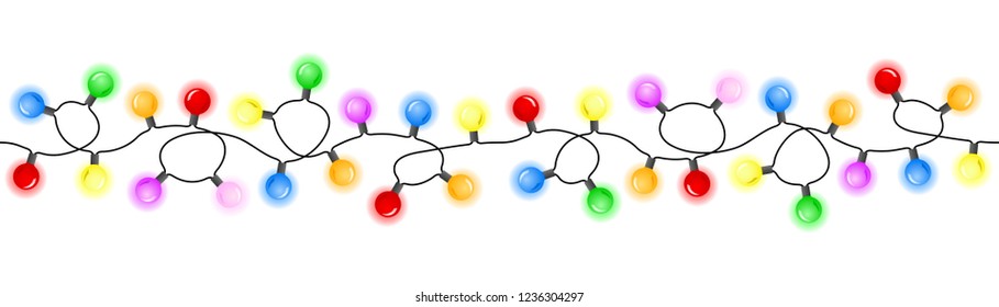 vector illustration of seamless colorful chains of lights