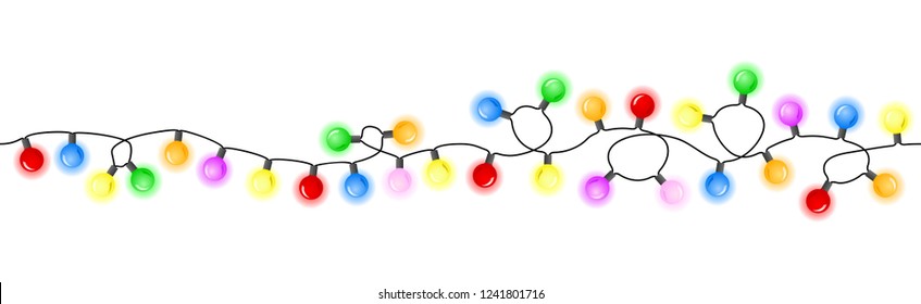 vector illustration of seamless colorful chains of lights