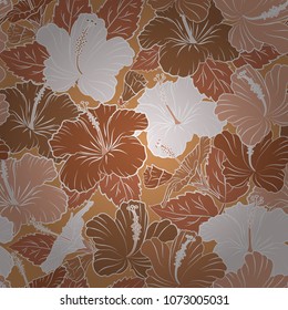 Vector illustration. Vector seamless colorful floral pattern. Hand drawn floral texture, brown and beige decorative flowers.