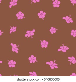 Vector illustration. Vector seamless colorful floral pattern. Hand drawn floral texture, pink and brown decorative flowers.