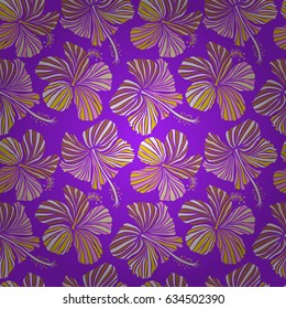 Vector illustration. Vector seamless colorful floral pattern. Hand drawn floral texture, beige, yellow and violet decorative flowers.