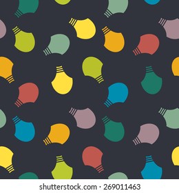 Vector illustration of seamless colorful pattern with light bulbs. Could be used as background, texture, wallpaper, business presentation cover, invitation, card, blank background
