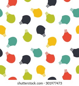 Vector illustration of seamless colorful  pattern with lightbulbs