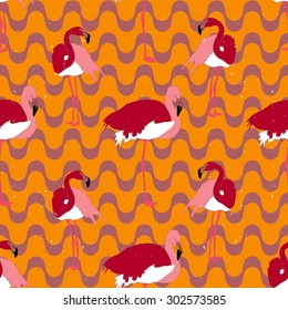 Vector illustration - Seamless colorful wave pattern with red fl