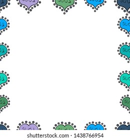 Vector illustration. Seamless. Comic style doodle frame consists of blue, black and white border.