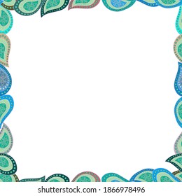 Vector illustration. Seamless. Comic style doodle frame consists of green, white and blue border.