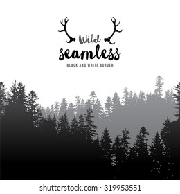 Vector illustration of  seamless coniferous forest border