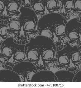 A vector illustration of Seamless cool black skull tattoo pattern