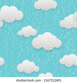 Vector illustration of seamless could on clear sky, creative repeating line of texture for printing, wrapping, wallpaper, fabric, and textile.