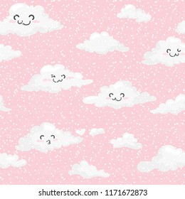 Vector illustration of seamless could on clear sky, creative repeating line of texture for printing, wrapping, wallpaper, fabric, and textile.