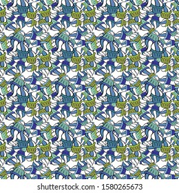 Vector illustration. Seamless with cupcake on black, white and blue Background. Wrapping paper. For food poster design.