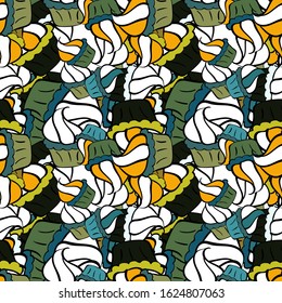 Vector illustration. Seamless with cupcakes. For food poster design on white, green and black. Wrapping paper.