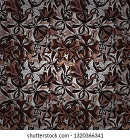 Vector illustration. Seamless Cute fabric pattern. - stock. White, brown and black on colors. Nice background. Abstract doodles pattern.