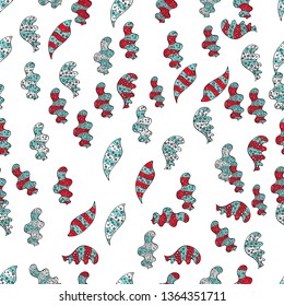 Vector illustration. Seamless Cute fabric pattern. Abstract doodles pattern. Blue, black and white on colors. - stock. Nice background.