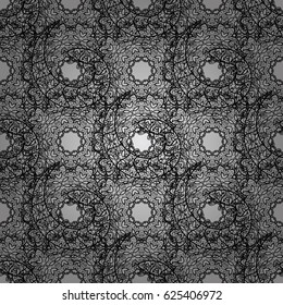 Vector illustration. Seamless damask classic dim pattern. Dim seamless pattern on gray background with dim elements. Vector abstract background with repeating elements.