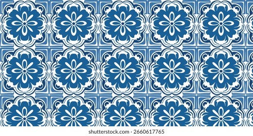 vector illustration of seamless decorative mosaic pattern on ceramic tile