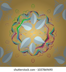 Vector illustration. Seamless delicate plant texture. Cute leaves pattern on yellow, neutral and green colors for wrapping, textile, wallpaper, paper.