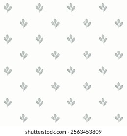 Vector illustration. Seamless Ditsy floral pattern of delicate small green leaves on a light background. Liberty floral pattern, print on fabric, textile, wallpaper